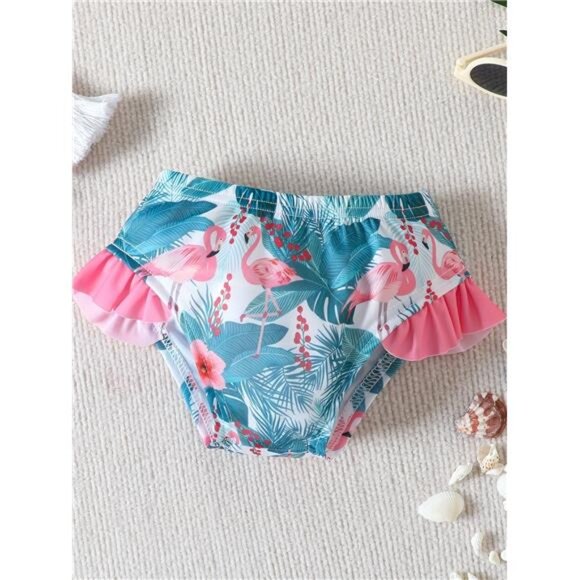 Girls' Fashion Bikini Set with Off-Shoulder Bow, Flamingo, 9-12 Months Old - Picture 6 of 9